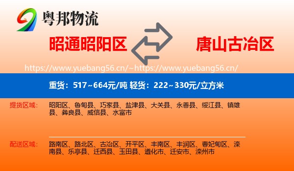 昭通昭阳区到古冶区物流