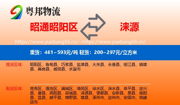 昭通昭阳区到涞源县物流