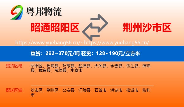 昭通昭阳区到沙市区物流