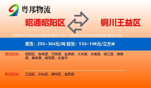 昭通昭阳区到王益区物流