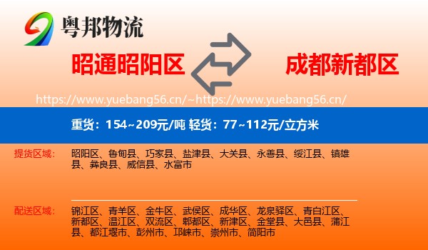 昭通昭阳区到新都区物流