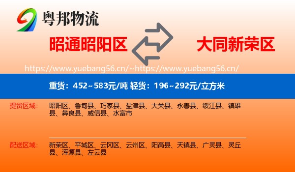 昭通昭阳区到新荣区物流