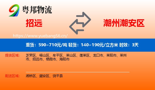 招远到潮安区物流专线名片