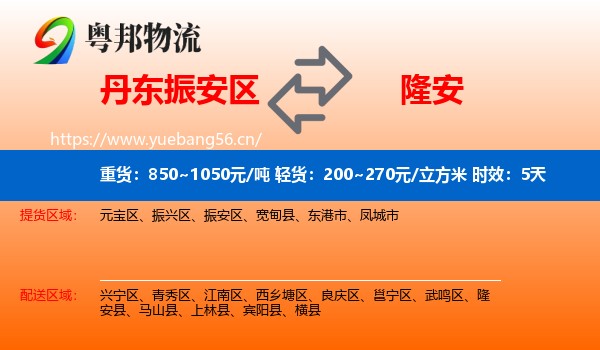 丹东振安区到隆安县物流专线名片