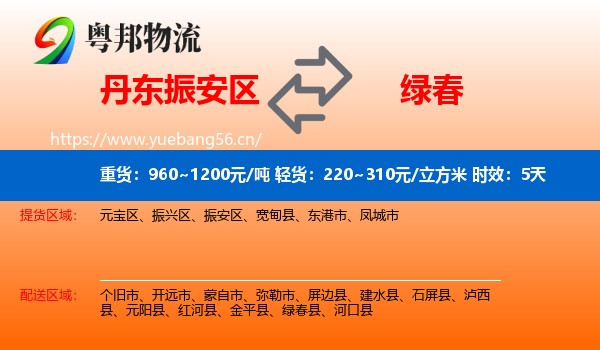 丹东振安区到绿春县物流专线名片