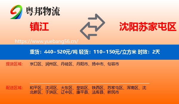 镇江到苏家屯区物流专线名片