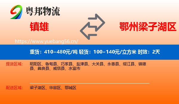 镇雄到梁子湖区物流专线名片