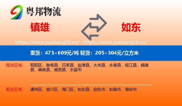镇雄到如东县物流