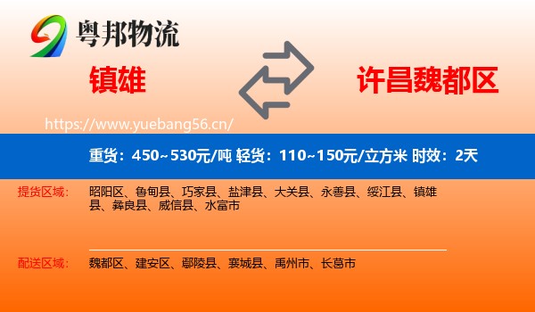 镇雄到魏都区物流专线名片
