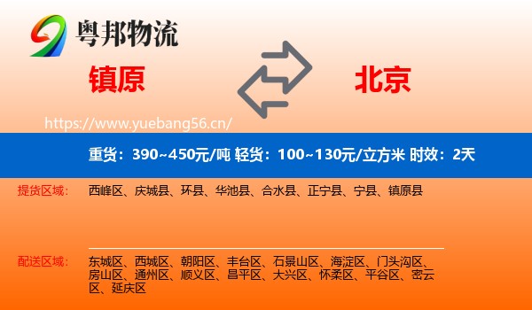 镇原到北京物流专线名片