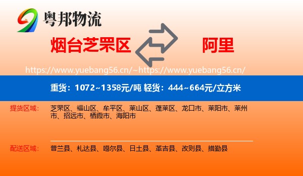 烟台芝罘区到阿里物流