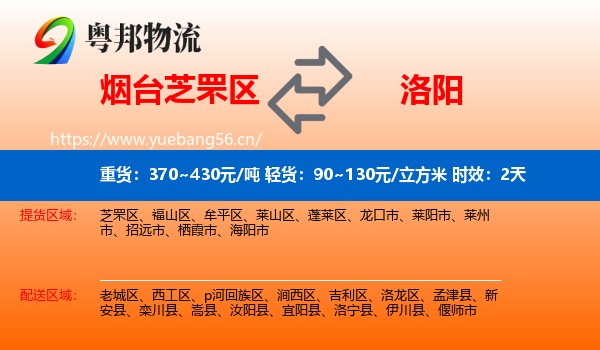 烟台芝罘区到洛阳物流专线名片