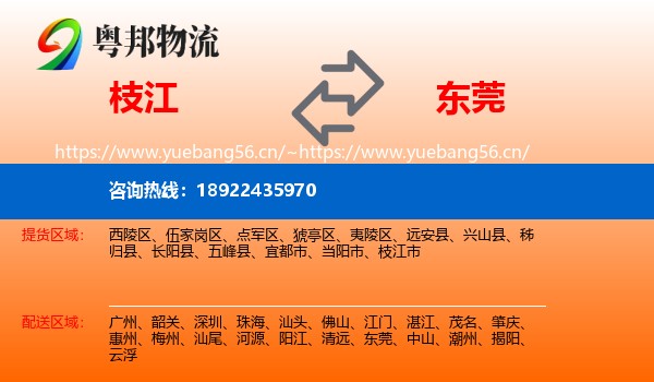 枝江到东莞物流
