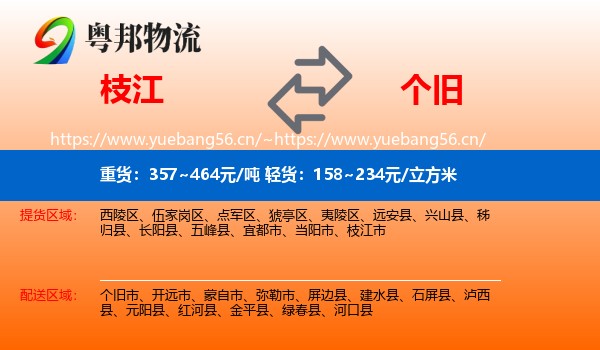 枝江到个旧市物流