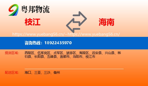 枝江到海南物流