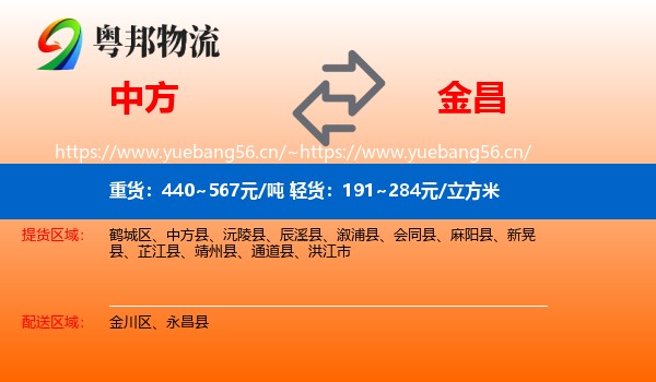 中方到金昌物流