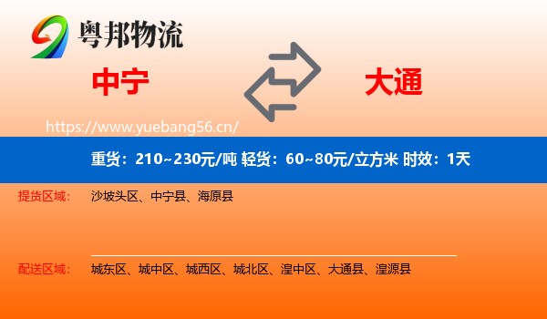 中宁到大通县物流专线名片