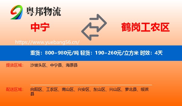 中宁到工农区物流专线名片