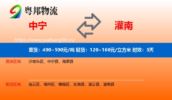 中宁到灌南县物流专线名片