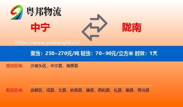 中宁到陇南物流专线名片
