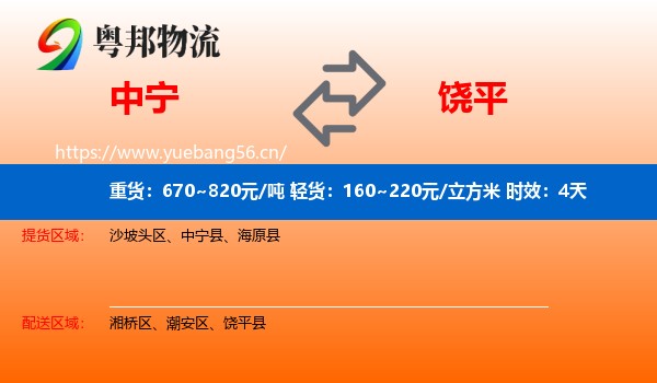 中宁到饶平县物流 中宁到饶平县物流专线名片