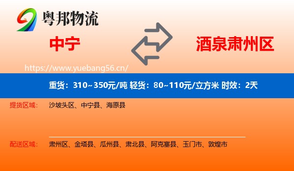 中宁到肃州区物流专线名片
