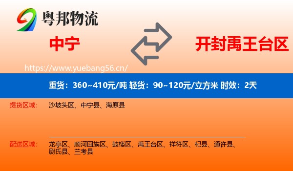 中宁到禹王台区物流 中宁到禹王台区物流专线名片