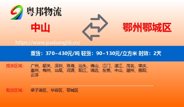 中山到鄂城区物流 中山到鄂城区物流专线名片