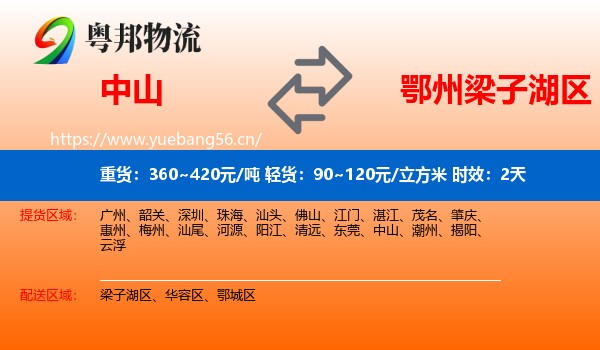 中山到梁子湖区物流 中山到梁子湖区物流专线名片