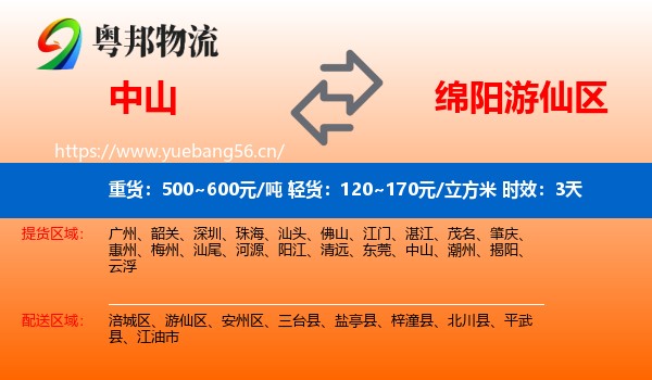 中山到游仙区物流专线名片