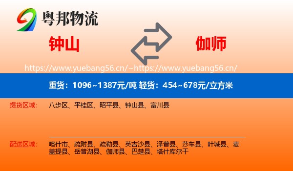 钟山到伽师县物流