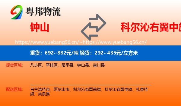 钟山到科尔沁右翼中旗物流