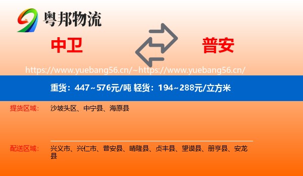 中卫到普安县物流