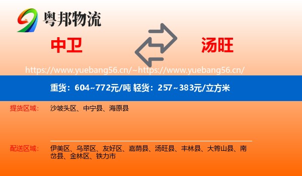 中卫到汤旺县物流