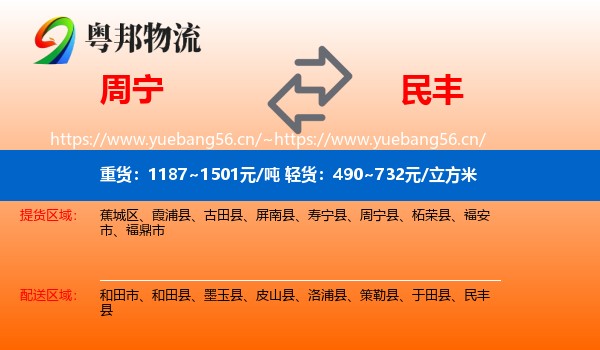 周宁到民丰县物流