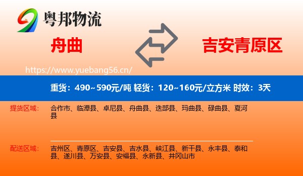 舟曲到青原区物流专线名片