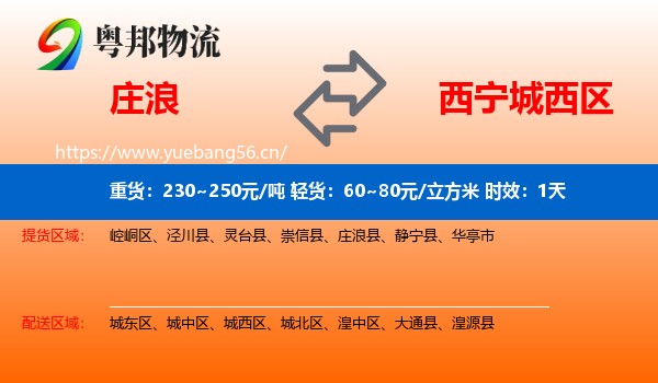 庄浪到城西区物流专线名片