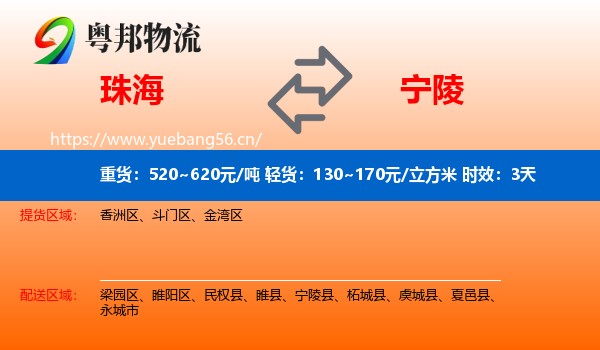 珠海到宁陵县物流专线名片