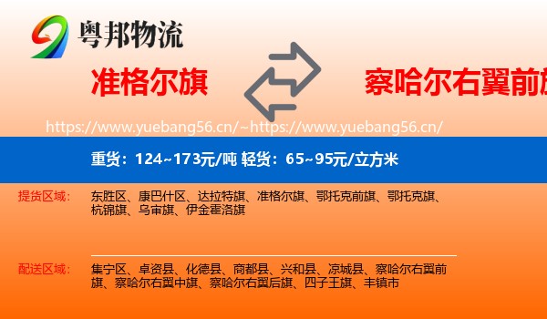 准格尔旗到察哈尔右翼前旗物流