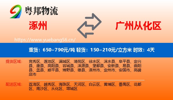 涿州到从化区物流专线名片