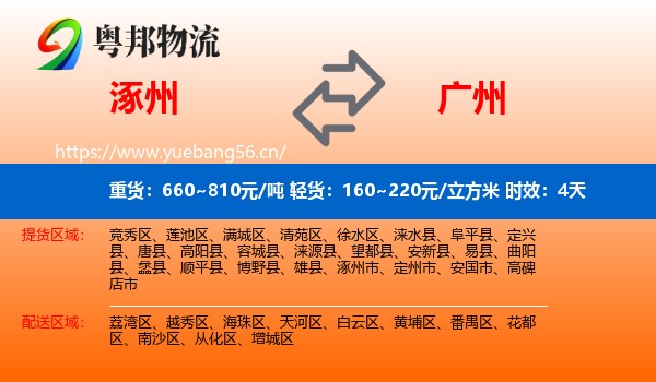 涿州到广州物流专线名片