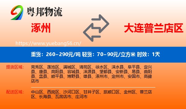 涿州到普兰店区物流专线名片