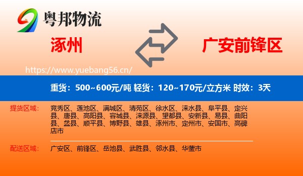 涿州到前锋区物流 涿州到前锋区物流专线名片