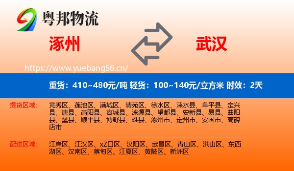 涿州到武汉物流专线名片