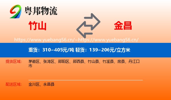 竹山到金昌物流