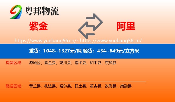 紫金县到阿里物流专线