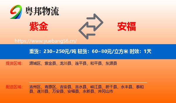 紫金到安福县物流专线名片