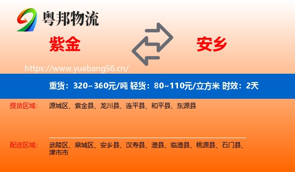 紫金到安乡县物流专线名片