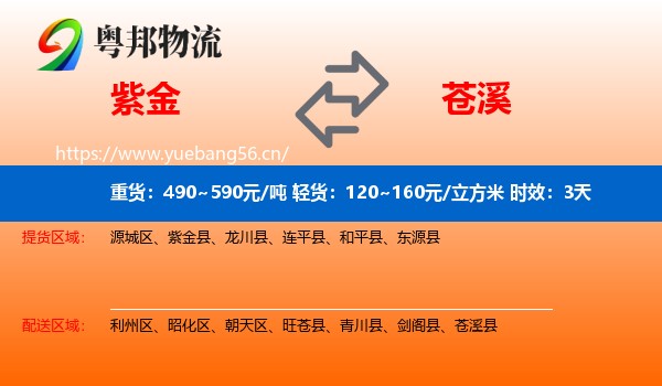 紫金到苍溪县物流专线名片