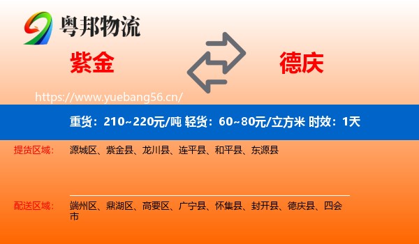 紫金到德庆县物流专线名片
